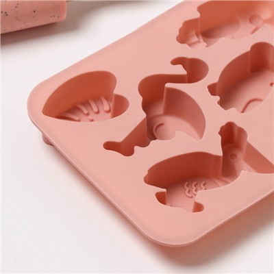 Форма силиконовая для выпечки Доляна «Тропики», 18×14×2,5 см, цвет розовый