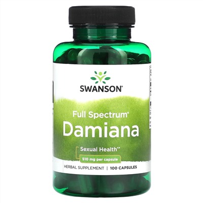 Swanson, Full Spectrum Damiana, 510 мг, 100 капсул