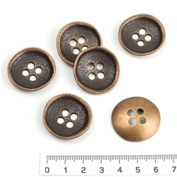 Пуговица 22 мм металлическая углублённый круг бронза 10 шт