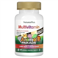 NaturesPlus, Source of Life, Animal Parade Gold, жевательные мультивитамины с микроэлементами для детей, в ассортименте, 60 таблеток в форме животных