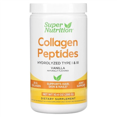 Super Nutrition, пептиды коллагена, с ванильным вкусом, 295 г (10,4 унции)