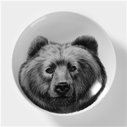 Тарелка фарфоровая глубокая «Медведь», 700 мл, d=20,5 см, белая