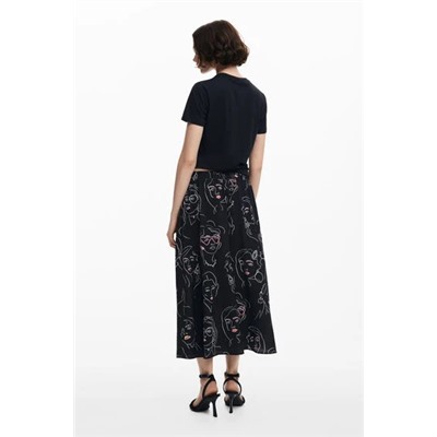 Long skirt with faces