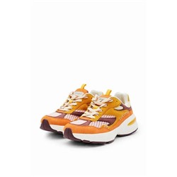 Patchwork split leather running sneakers