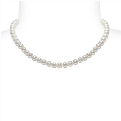 Collar - oro blanco 18 kt - perlas de agua dulce - Ø de la perla: 6.5 - 7.5 mm