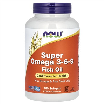 NOW Foods, Super Omega 3-6-9, 180 мягких таблеток