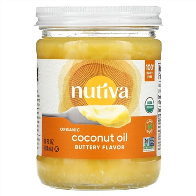 Нутива, органическое кокосовое масло, с ароматом сливочного масла, 414 мл (14 жидк. унций)