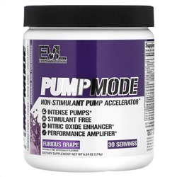 EVLution Nutrition, PumpMode, Non-Stimulant Pump Accelerator, яростный виноград, 174 г (6,14 унции)