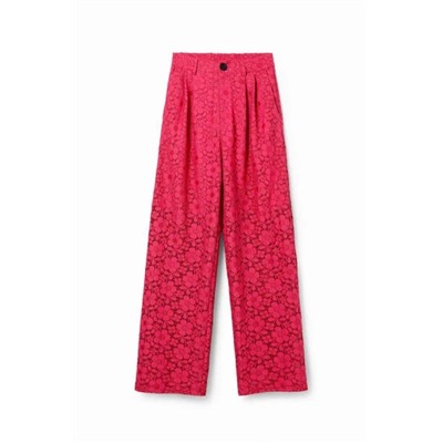 Tailored floral lace trousers