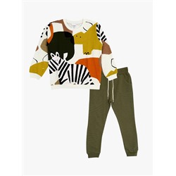 LUGGİ BABY Толстовка для мальчика с круглым вырезом и низ спортивного костюма с принтом, комплект из 2 штук