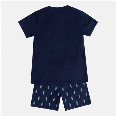Admas - pijama de 2 piezas - 100% algodón - azul marino