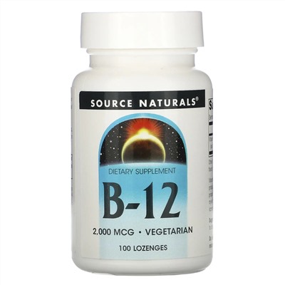 Source Naturals, B-12, 2000 мкг, 100 леденцов