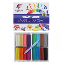 Пластилин 16 цветов, 320 гр, стек, коррекс в картонной коробке Классика Луч 20С 1329-08