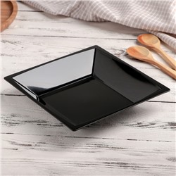 Тарелка пластиковая одноразовая, 17,2×17,2 см, квадратная, глубокая, черная