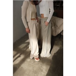 Стильные брюки Палаццо  с лампасами бежевые