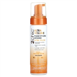 Giovanni, 2chic, Ultra-Volume Foam Styling Mousse, For Fine, Limp Hair, Papaya + Tangerine  Butter, 7 fl oz (207 ml)