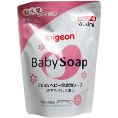 PIGEON Мыло-пенка д/детей Baby foam Soap с керамидами возраст 0+ смен.упак 400мл /20