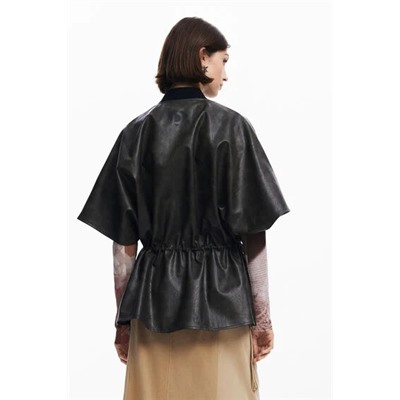 Leather-effect poncho