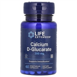 Life Extension, D-глюкарат кальция, 200 мг, 60 вегетарианских капсул