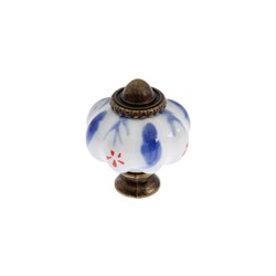 Ручка кнопка ТУНДРА, керамическая, расписная с синими узорами