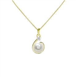 Collar con colgante - plata 925 chapada en oro - perla de agua dulce - Ø de la perla: 6.5 - 7 mm