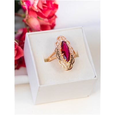Кольцо из дубайского золота "Рубиновый закат"