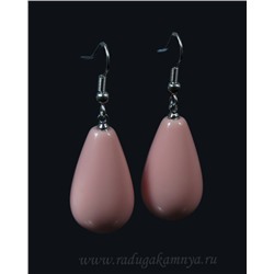 Серьги из коралла розового капля 15*25м