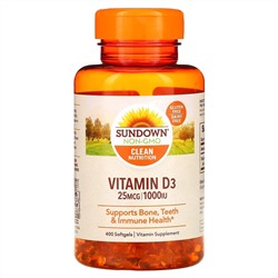 Sundown Naturals, Vitamin D3, 25 mcg (1,000 IU), 400 Softgels