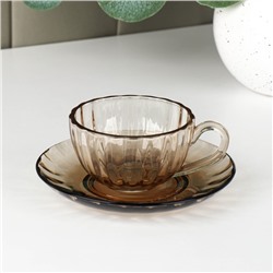Чайная пара стеклянная «Дымка», 2 предмета: чашка 200 мл, блюдце
