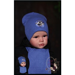 Удлиненная хлопковая шапка для мальчика «ANCHOR» (св.джинс. меланж)