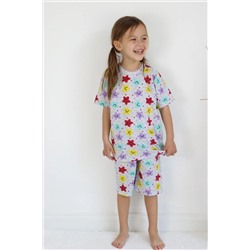 Серые шорты с принтом Wonderful KIDS для девочек. Базовый костюм с верхом и низом для детей 3–10 лет