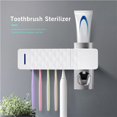 Умный держатель для зубных щеток с дезинфекцией Xiaomi Sothing UV Light Toothbrush Sterilizer Holder + Дозатор зуб. пасты белый