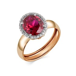 Золотое кольцо с синтетическим рубином - 01-2-396-1601-011