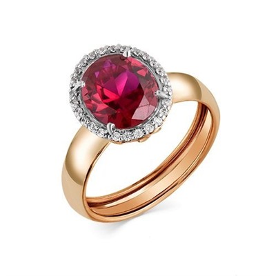 Золотое кольцо с синтетическим рубином - 01-2-396-1601-011