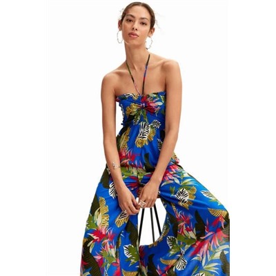 Tropical halter neck jumpsuit