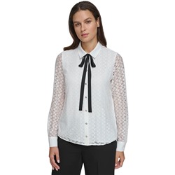To*mmy Hil*figer Long Sleeve Collar Blouse with Tie