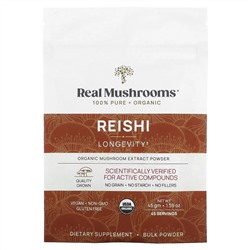 Real Mushrooms, порошок из экстракта органических грибов, рейши, 45 г (1,59 унции)