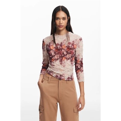 Textured floral blouse