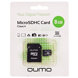 Карта флэш-памяти MicroSD  8 Гб Qumo +SD адаптер (class 4)
