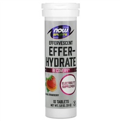 NOW Foods, Sports, Effer-Hydrate, восстановление, апельсин и клубника, 10 таблеток, 51 г (1,8 унции)