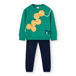 Conjunto sudadera + pantalón jogger - 100% algodón - verde y azul marino