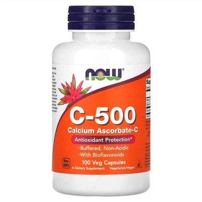 NOW Foods, C-500, аскорбат кальция-C, 100 капсул