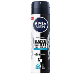 Nivea Spray Deodorant Invisible for Black White Fresh Erkek 150 ml
