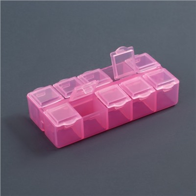 Органайзер для декора, 10 ячеек, 8,7 × 4,3 × 2 см, цвет розовый