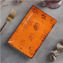 Блюдо керамическое прямоугольное «Созвездие», 22×14 см, цвет оранжевый