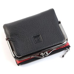 Маленький женский кожаный кошелек с фермуаром VerMari 9930-1806А Блек/Ред