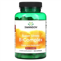 Swanson, Super Stress, B-комплекс, с витамином C, 100 капсул