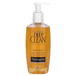 Neutrogena, Deep Clean, очищающее средство для лица, для нормальной и жирной кожи, 200 мл (6,7 жидк. Унции)