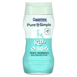 Coppertone, Pure & Simple, Kids, 100% Mineral Sun Protection, SPF 50, 6 fl oz (177 ml)