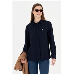 Женская темно-синяя рубашка с длинным рукавом Неожиданная скидка в корзине